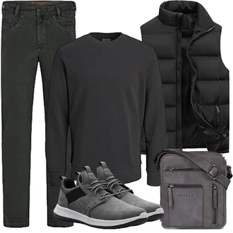 Outfit mit Schwarz Isolationsweste/Kurze Weste/Reiseweste/Daunenweste/Puffer Weste Generic "Herbst Outfits"