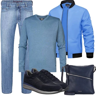 Outfit mit Dunkelblau Schulranzen/Schultertasche/Schultertasche/Umhängetasche Tamaris "Herbst Outfits"