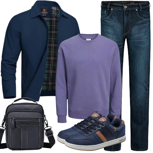 Blau/Dunkelblau Collegejacke/Wolljacke/Trachtenstrickjacke/Jacke mit Seitlichem Reißverschluss/2in1 Jacke/Schlupfjacke/Langlaufjacke/Merinojacke/Uniformjacke donhobo kombinieren