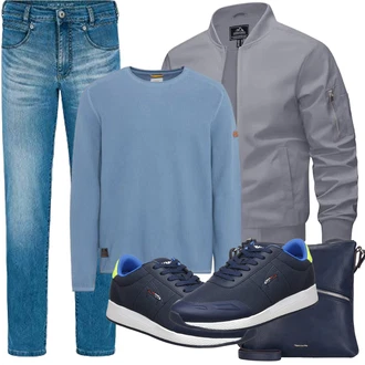 Outfit mit Dunkelblau Schulranzen/Schultertasche/Schultertasche/Umhängetasche Tamaris "Herbst Outfits"