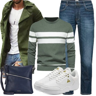 Camouflage Outfit mit Dunkelgrün Trenchcoat Onsoyours "Herbst Outfits"