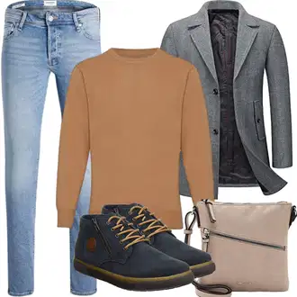 20er Jahre Outfit mit Beige/Grau/Braun/Lila Handytasche/Schultertasche/Umhängetasche Tamaris "Herbst Outfits"Look: Schön, Uni, Classic, Safari, Schick, Elegant, Casual, Edel, Oversize, Vintage, Smart Casual, Moderne, 20er Jahre