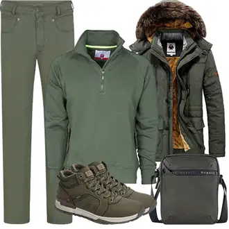 Herbst Outfit mit Dunkelgrün/Khaki Winter Sneaker/Walkingschuh/Trekkingstiefel/Wasserdichter Outdoorschuh/Wasserfester Schuh Puxowe "Herbst Outfits"