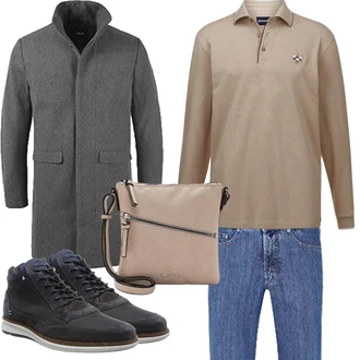 Outfit mit Grau/Dunkelgrau/Hellgrau Langer Wintermantel !Solid "Herbst Outfits"