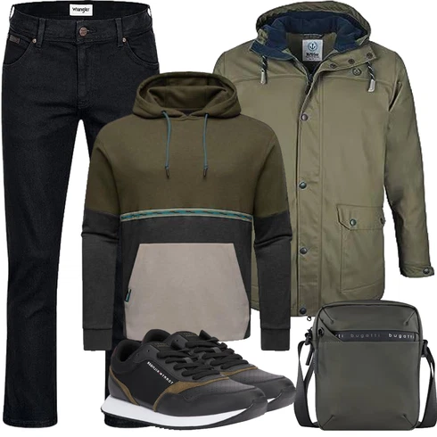 DunkelGrün/Grün TrekkingJacke/OutdoorJacke/Parka-übergangsJacke/Wasserdichte Jacke/Winter Parka/Bundeswehr Parka/WachsJacke MADSea kombinieren