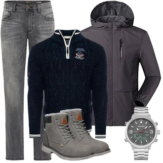 Outfit mit Grau/Hellgrau/Dunkelgrau/Dunkelgrün Winter Sneaker/Winter Stiefel/Wasserfester Schuh/Wattierte Stiefel/Gefütterte Stiefelette/Herren Lederschuhe/Winter Stiefelette/Klassischer Stiefel/Wasserdichter Stiefel Mishansha "Herbst Outfits"