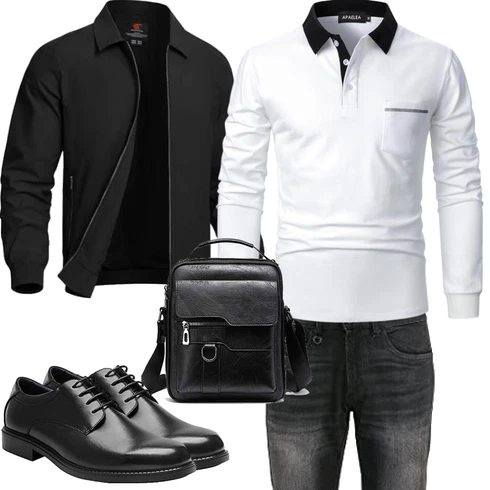 Schwarz Collegejacke/Fliegerjacke/Kunstfaserjacke/Bomberjacke/Schlupfjacke/Jacke mit Seitlichem Reißverschluss/Uniformjacke Rdruko kombinieren