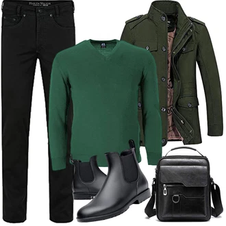 Regen Outfit mit Schwarz GummiStiefel Acfoda "Herbst Outfits"