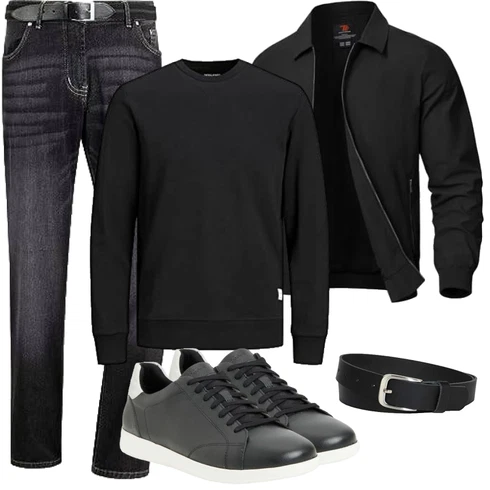 Schwarz Collegejacke/Fliegerjacke/Kunstfaserjacke/Bomberjacke/Schlupfjacke/Jacke mit Seitlichem Reißverschluss/Uniformjacke Rdruko kombinieren