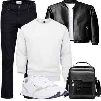 Outfit mit Schwarz Jeans Leder Schuhe Wrangler "Herbst Outfits"