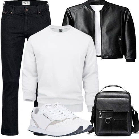 Schwarz KunstLederjacke/Leder Bomberjacke/Lederjacke keusyoi kombinieren mit Grau Sport Hoodie/Fleece Pullover MAGCOMSEN