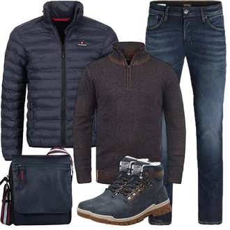 Surfen Outfit mit Dunkelblau/Hellblau/Schwarz/Blau Leichte Jacke/Kunstfaserjacke/Steppjacke/Puffer Jacke/Hybridjacke/Isolationsjacke/Verstaubare Jacke/Thermojacke Höhenhorn "Herbst Outfits"Look: Trekking, Wandern, Berg­steigen, Surfen, Arbeits, Freizeit