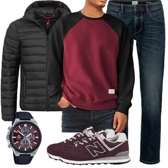 Rundhals Outfit mit Dunkelrot/Bordeaux Women's Fleece Sweatshirts/Damen Pullover/Sport Sweatshirt Meilicloth "Herbst Outfits"