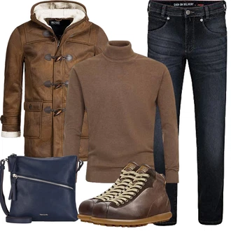 Outfit mit Dunkelblau Schulranzen/Schultertasche/Schultertasche/Umhängetasche Tamaris "Herbst Outfits"