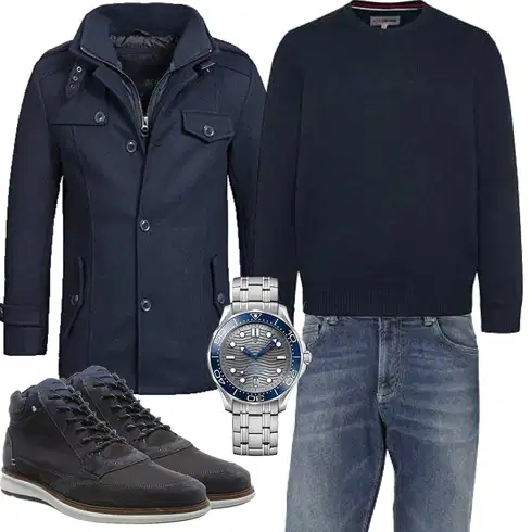 Blau Wintermantel/Winter Parka Indicode Jeans kombinieren