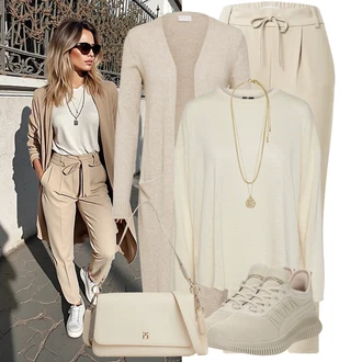 Outfit s Béžová/Zlatý/Žlutá Jemný Řetízek/Bohatě zdobený náhrdelník/Collier/Statement náhrdelník Pilgrim "Podzimní outfity"