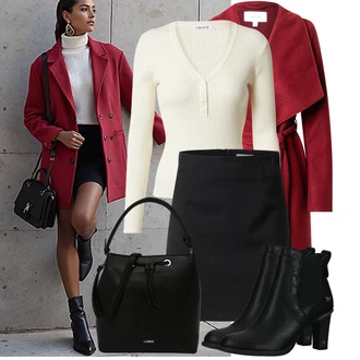 Outfit s Černá/Béžová/Bílá Páska s Kapsou/Pouzdro/Collier/Sportovní doplněk/Sluneční Brýle L.CREDI "Outfit na podzim"