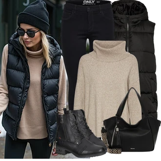 Motorka Outfit s Černá Kozačka Šněrovací Kotníková Bota/Motorkářská bota/Motorkářská Bota/Plochá Kotníková Bota/Kozačka se zipem/Bojová Bota/Kožená kotníková bota/Kotníková Bota s Podšívkou Mustang "Podzimní vzhled"Look: Potápění, Motorka, Airsoft, Jízda na koni