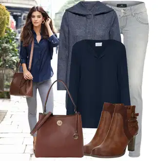 Stil, Western Outfit sa Tamnoplava Bluza s gumbom/Bluza koja se ne pegla/Slip-on Bluza/Poslovna Bluza/Bluza Dugih Rukava/Kožna jakna za muškarce/Bluza s Podignutim Ovratnikom/Bodija Bluze/Svilena bluza/Jednobojna Bluza Vila "Jesenski outfiti"Look: Stil, klasický, Lagano, Radna odjeća, Unisex, Ured