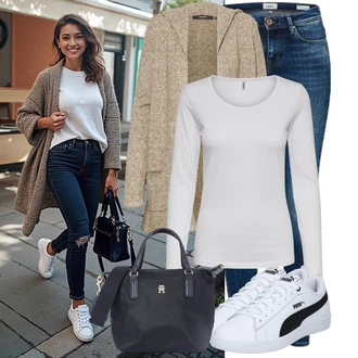 Vintage Outfit s Modrá/Lilové barvy/Tmavě modrá/Světle modrá Džíny s Dírou/Kožené Boty/Push up Džín/Džíny s Rozparkem/Džín s Nízkým Pasem/Džíny s Nízkým Sedem/Navlékací džíny/Kožená bunda/Dámské Džíny s Délkou 7/8 Only "Podzimní Look"Look: Styl, Cool, Krásný, Bezešvé, Skromné, Vintage