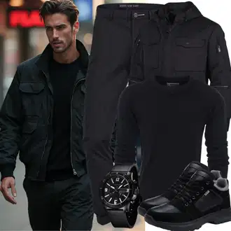 Outfit mit Schwarz Jacquard Pullover/Kaschmir Pullover/Wollpullover/Basic Pullover/Teddy Pullover/Plüsch Pullover/Pullover Bedrucken/2-in-1 Pullover/Winterpullover/Einfacher Pullover Icepeak "Herbstliches Freizeit Outfit"