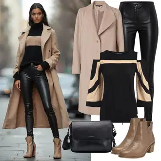 outfit mit Rjava/Bež/Škrlatna Plašč iz Bukleja/Loden plašč/Volneni Plašč/Volnen Zimski Plašč/Plašč iz Kašmirja/Prehodni Plašč/Midi Plašč answear lab "Hladno Softgirl Outfit"
