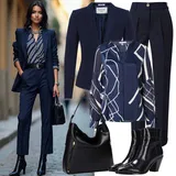 Temno modra Volneni Blejzerji outfiti za dame image