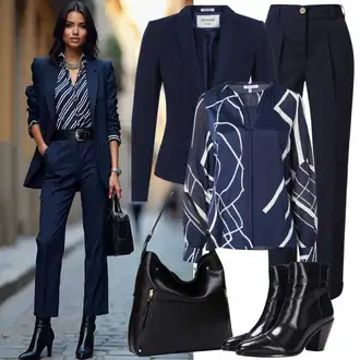 Chic Outfits Poslovna mit Temno modra Polo Ralph Lauren, Modra/Temno modra Srajčna Bluza/Poslovna srajca happiness İstanbul "Jesenska obleka"Look: Lepo, Nor, Poslovna, Morski, Pisarna, Preppy, Plemenita, Klasična, Francoski, Eleganten, Brez šivov
