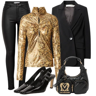 Poletje outfit mit Črna Hlače iz Imitacije Usnja/Pajkice Usnjena pajkica/Leginge v Videzu Usnja/Usnjena Hlača/Skinny Hlače/Lack Pajkica JdY "Jesenska obleka za prosti čas"