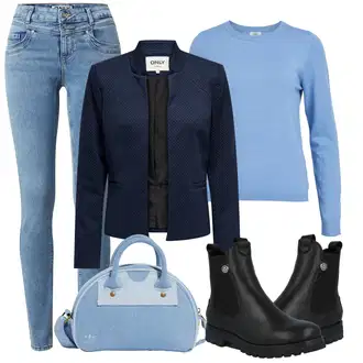 Motorno kolo Poletje outfit mit Črna/Bela Chelsea Škornj/Usnjena Jakna/Ravni Gležnjar/Gumijasti Gležnar Panama Jack "Jesenska obleka za prosti čas"Look: Tek, Pohodništvo, Motorno kolo, Jahanje, Drsanje, Hoja
