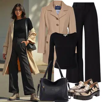 Outfit sa Crna Kratki kardigan/Kardigan s okruglim izrezom/Kratki Džemper/Baršunasti Pulover/Džemper sa Spuštenim Ramenom bershka "Jesenska odjeća"