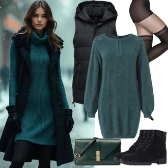 Outfity na zimu s Černá Punčocháče/Podpůrný punčocháč/Nylonová punčocha/Punčocháče Velká Velikost/Zimní punčochy/Vlněný punčocháč Swedish Stockings "Jesenské oblečení"