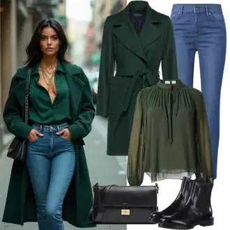 Green pants outfits "Jesenske obleke"