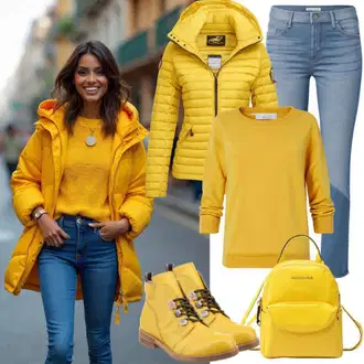 Plavanje outfit mit Rdeča/Črna/Rumena/Bež Ženski Pulover/Fleece pulover/Women's Pullovers with Stand-up Collar/Pulover iz Kašmirja Hummel "Jesenski videz"Look: Plavanje