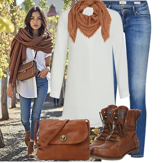 Výstřih na ramena Outfit s Šedá/Bílá/Fialová/Krémová Tunikové Tričko/Elegantní Tunika/Klasická tunika/Dlouhá Halenka Vila "Módní vzhled na podzim"