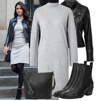 Outfit sa Crna ljetna gležnjača/Kaubojska čizma/Kožna gležnjača/Chelsea Gležnjača/Ravna Gležnjača/Western Gležnjača/Podstavljena Gležnjača About You "Jesenski outfiti"