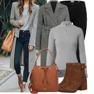 Outfit sa Narandžasta/Tamnocrvena/Crvena/Smeđa Kožna Jakna/Push-up Traperice/High Waist Traperice/Muška Kožna Jakna/Traperica Niskog Struka/Traperica Niskog Struka/Traperice Slim Kroja/Kožne Cipele/Trenerke Traperice/Bikerske Traperice Only "Jesenski outfiti"