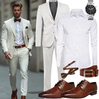 Sommer Outfits mit Weiß/Creme Business Hemd/Casual Hemd/Hemdbluse/Bügelfreies Hemd/Musselin Hemd/Businesshemd Tommy Hilfiger "Mafia Outfits"