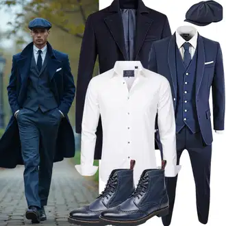 Outfit mit DunkelBlau/Blau/Schwarz Gummistiefelette/Lederjacke/Chelsea Boot Panama Jack "Mafia Outfits"