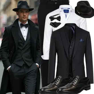 Outfit mit Schwarz Hosenanzug Sportlich Elegant/Kostüm/Hosenanzug/Modern Hosenanzug/Trainingsanzug/Jogginganzug ea7 emporio armani "Mafia Outfits"