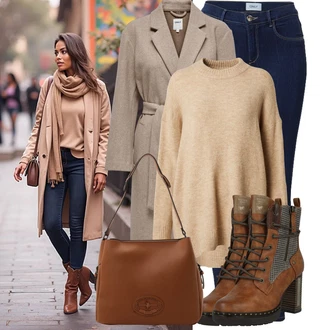 Vysoké Podpatky Outfit s Hnědá Šněrovací Kotníková Bota/Vintage Kotníková Bota/Kotníková Bota Na Podpatku/Bojová Bota/Kotníková Bota s Podšívkou/Motorkářská bota/Kožená kotníková bota/Vintage kozačka Mustang "Módní vzhled na podzim"
