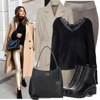 Outfit sa Crna/Tamnosiva/Siva/Bež/Smeđa Sportski dodatak/Novčanik/Privjesak/Maska/Privjesak/Privjesak Za Ključeve L.CREDI "Lagana odjeća"