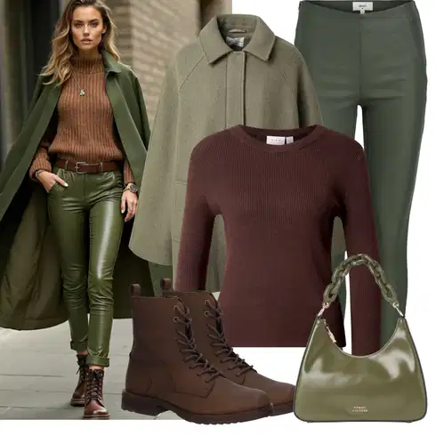 Kombinace Tmavě Zelená/Zelená/Khaki Tregíny/Kalhoty z Umělé Kůže/Legíny Vinylový Legín/Legíny s Rozparkem/Kožený Legíny/Jeggings/Legíny s Vysokým Pasem/Skinny Kalhoty/Legíny Kožený Vzhled Object