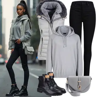 Outfit sa Siva/Svjetlosiva Dukserica/Oversized dukserica sa zatvaračem/Vintage majica s kapuljačom/Unisex Majica S Kapuljačom/Trenirka/Pulover S Kapuljačom/Pletena dukserica/Otmjena majica s kapuljačom/Sportska dukserica weekday "Modni izgled za jesen"