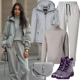Outfit sa Siva/Smeđa/SvjetloSiva Čizmica Gumena Gležnjača/Klasična čizmica/Gležnjača na Vezanje/sigurna cipela/Podstavljena čizma/Cipela za Trekking/Borbena Čizma Timberland "Modni izgled za jesen"
