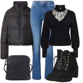 Športno outfit mit Črna Jakna rÆre by lorena rae "Obleka za jesen"Look: Nor, Prevelik, Zunaj, Hip Hop, Unisex, Športno, Okus slabih