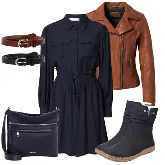 Style Outfits Western mit Rjava/Oranžna Plašč Oakwood "Obleka za jesen"Look: Kul, Univerzitetni, Western