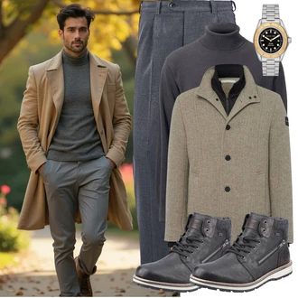 Outfit mit Gefütterte Stiefelette/Herren Lederschuhe/Winter Stiefelette/Stiefel Mit Reißverschluss/Winter Sneaker/Wattierte Stiefel/Wasserdichter Stiefel/Schnürstiefelette/Winter Stiefel/Klassischer Stiefel/Wasserfester Schuh/Schnürschuh Rieker "Old Money Style"