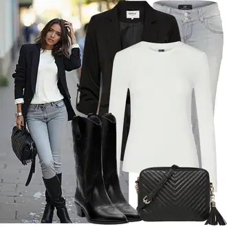 Outfit sa Crna Kargo Blejzer/Oversize Sako/Kožna jakna za muškarce/Kratki Sako/Dugi Sako/Sako od smokinga/Sako Jakna/Boyfriend Sako/Casual Sako/Sakoi za Bluzu/Kožna jakna za muškarce Only "Cool jesenski outfit"