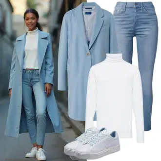 Mom Outfit s Modrá/Světle modrá Kašmírový Kabát/Midi Kabát/Zimní Kabát Vlněný kabát/Dlouhý kabát/Dlouhý Kabát/Vintage Kabát/Frock Kabát/Vlněný Kabát SELECTED FEMME "Outfit pro podzim"Look: Klasické, Příliš oblečený, Univerzitní, Francouzské, Business, Moderní, Mom